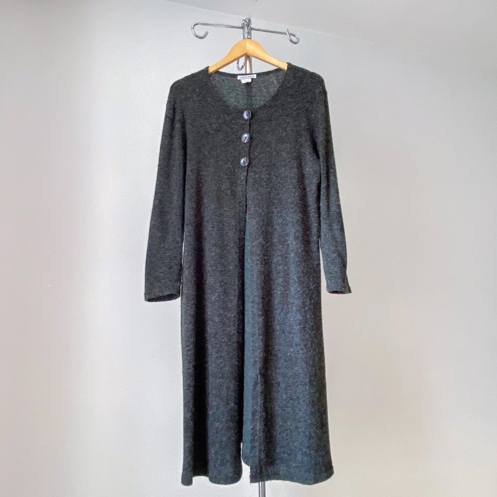 🍂 Y2K Vintage Dark Gray Long Minimalist  Duster Cardigan